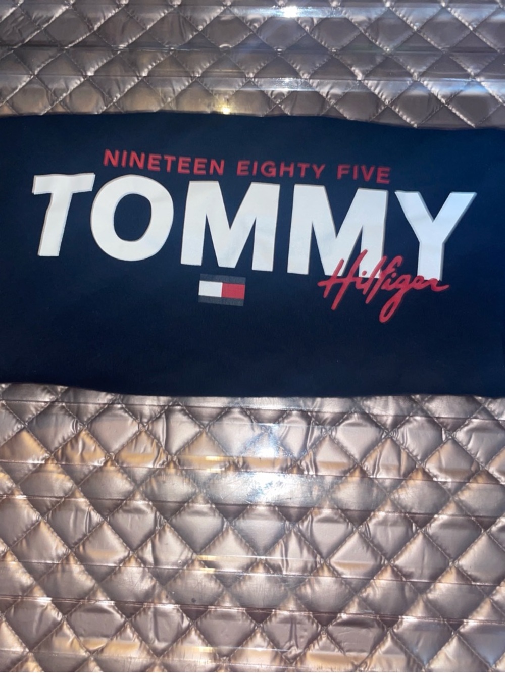 Tommy Hilfiger Navy Blue Graphic Tee with White & Red Logo